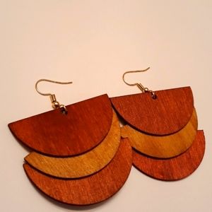 Geometric/Hand Dyed/ Wood/ Statement Earrings